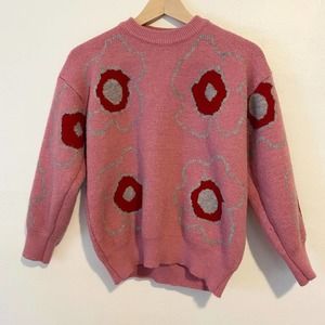 Pink Oversized Flower Sweater